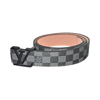 Black checkered leather belt