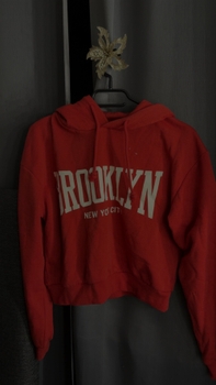 Red Brooklyn cropped hoodie