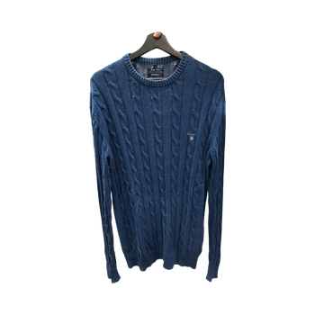 Blue cable knit sweater