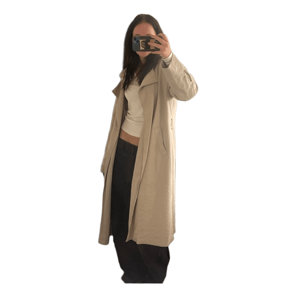 Beige lang trenchcoat