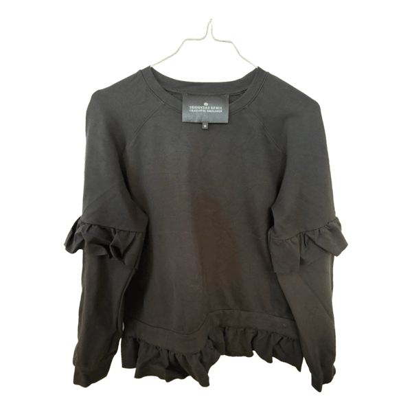 Sort sweatshirt med flæser