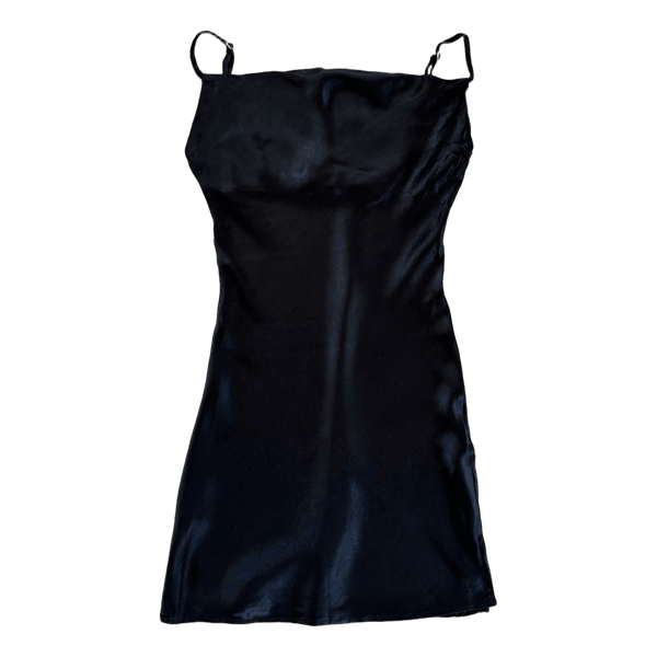 Bershka Black Satin Mini Dress - Size XS