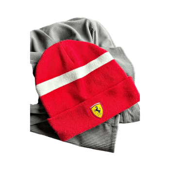 Ferrari Red knitted beanie with logo