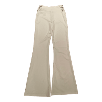 White flared trousers