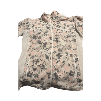 Vaaleanpunainen kukallinen fleece takki