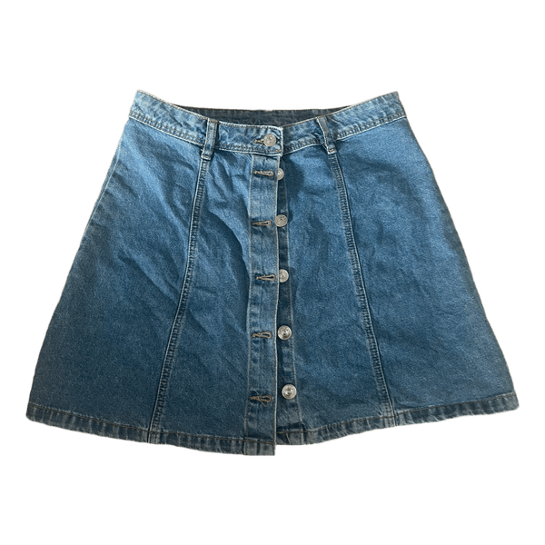 Blue denim mini skirt