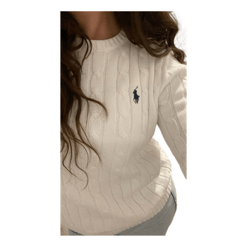White cable knit sweater