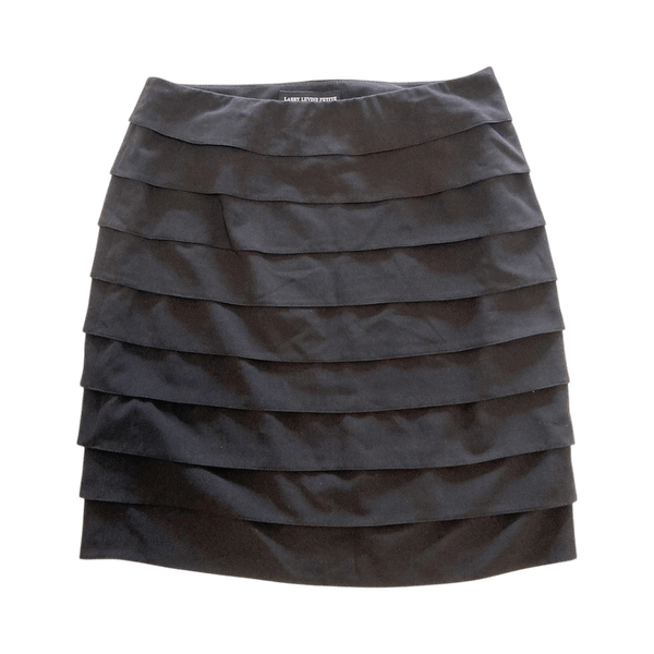 Vintage Larry Levine Black Layered Mini Skirt Elegant 6P XS–S