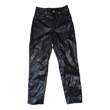 Black faux leather trousers