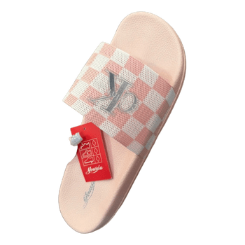 Pink checkered slides