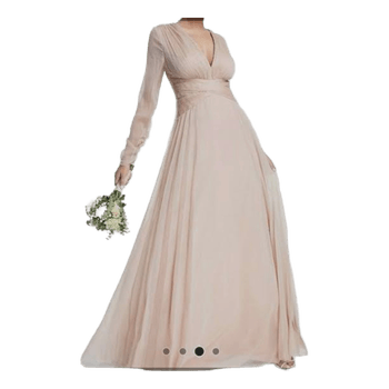 Beige pleated maxi dress