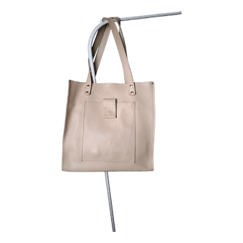 Beige leather tote bag