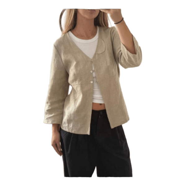 Beige bluse med v-hals