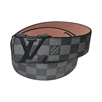 Black patterned leather belt