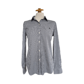Lauren Ralph Lauren Black & White Striped Cotton Shirt – Size M