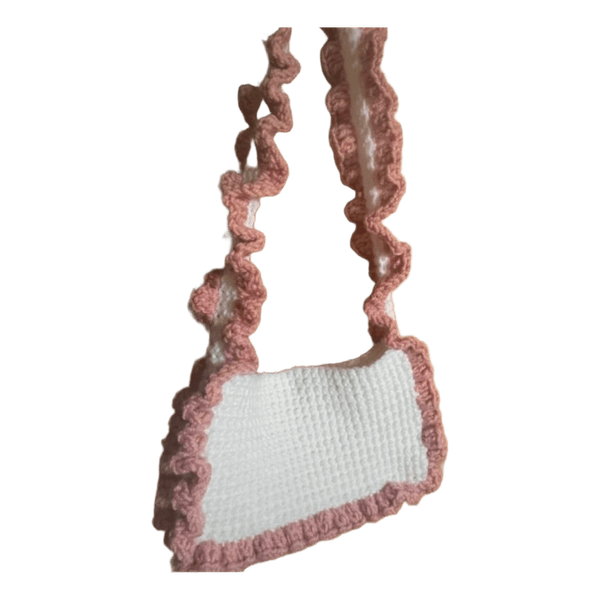 Crochet ruffled shoulder bag