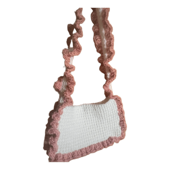 Crochet ruffled shoulder bag