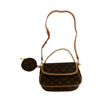 Ruskea monogrammi olkalaukku