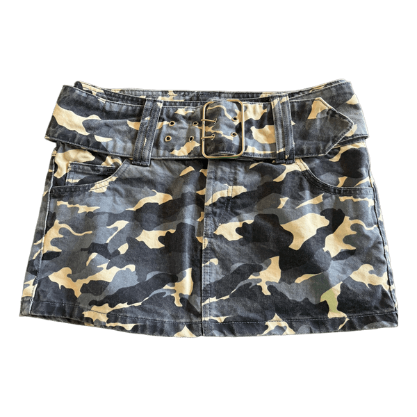 Camouflage mininederdel med bælte