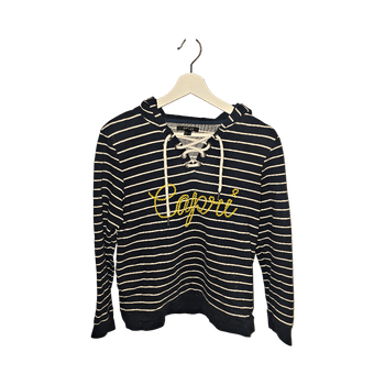 Navy and white striped hoodie