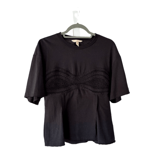 Black crochet detail t-shirt