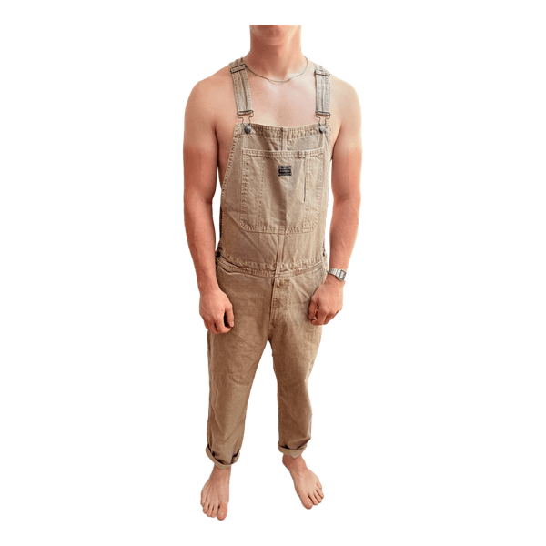 Beige denim dungarees