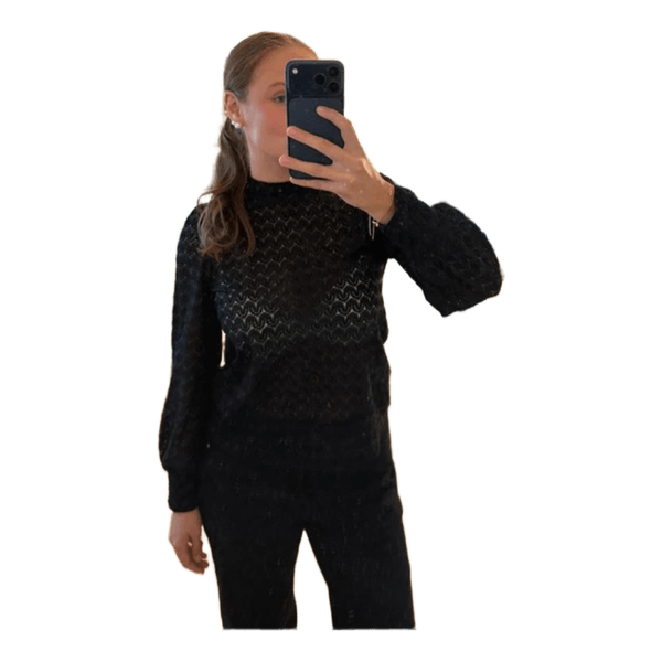 Sort langærmet bluse