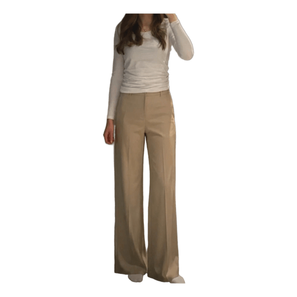 Beige wide-leg bukser