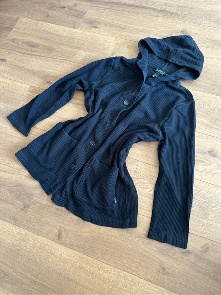 Ralph Lauren Black ribbed hooded cardigan
