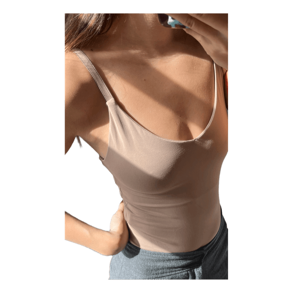 Beige bodystocking med stropper