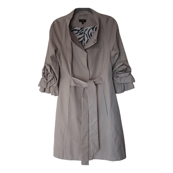 Beige trench coat with ruffles