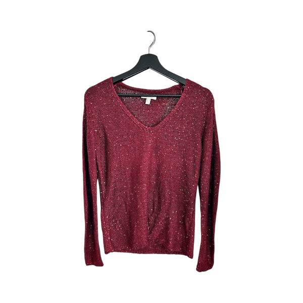 Burgundy long-sleeve knit top
