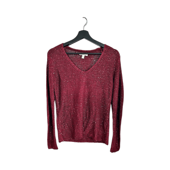 Burgundy long-sleeve knit top