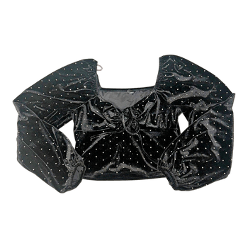 Black velvet rhinestone top