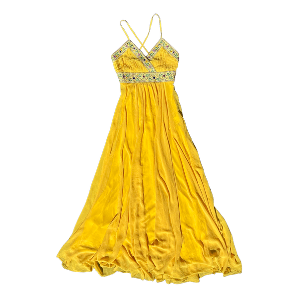 Yellow embellished long dress