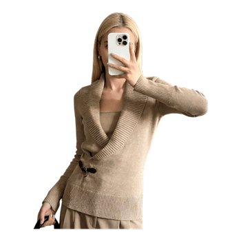 Beige knit wrap sweater