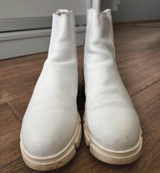 White leather Chelsea boots
