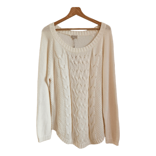Skimra 100% Cotton Cable Knit Sweater Cream XXL Chunky Nordic Cottagecore