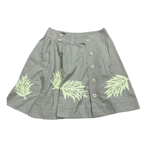 Green leaf embroidered skirt