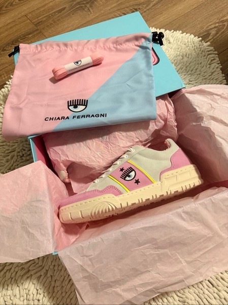 Pink grey sneakers