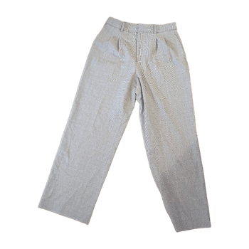 Beige plaid high-waisted trousers