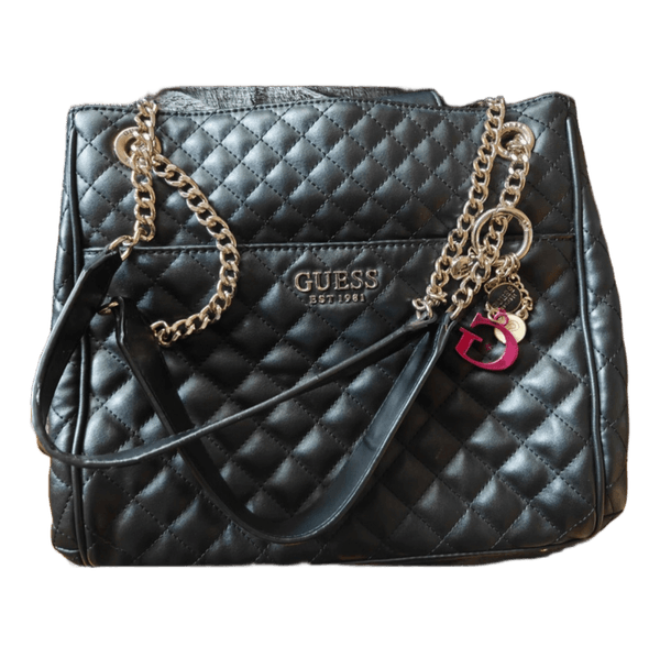 Black quilted shoulder bag guess