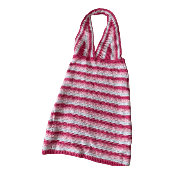 Striped crochet halter dress