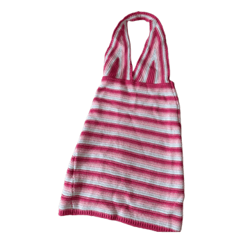 Striped crochet halter dress