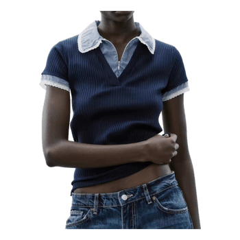 Zara blue ribbed top