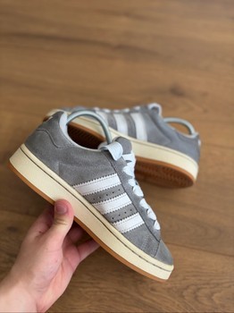Grey Adidas suede sneakers