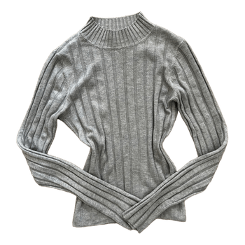 Grey ribbed turtleneck sweater