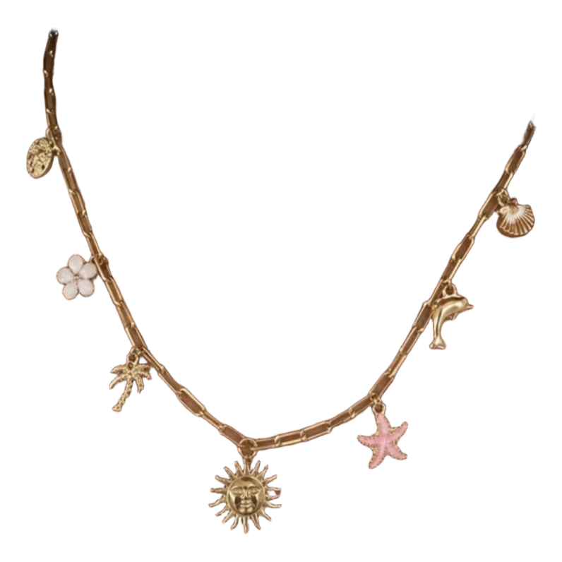 Handmade Guldfarvet halskæde med charms — Secondhand Halskæder — DKK 100.00