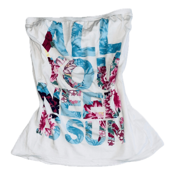 Y2K White floral tube top