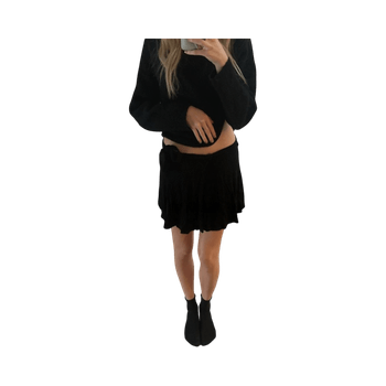 Black wrap mini skirt